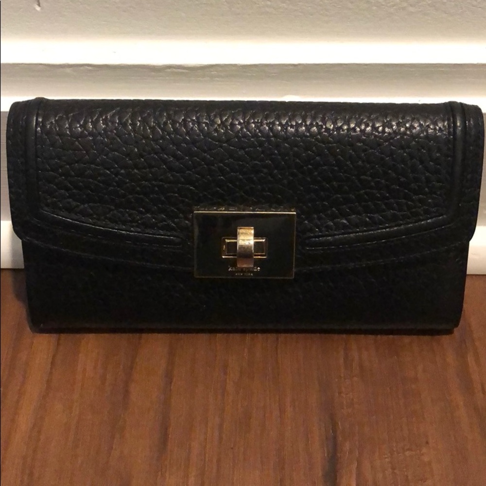 Kate spade large black leather fold wallet